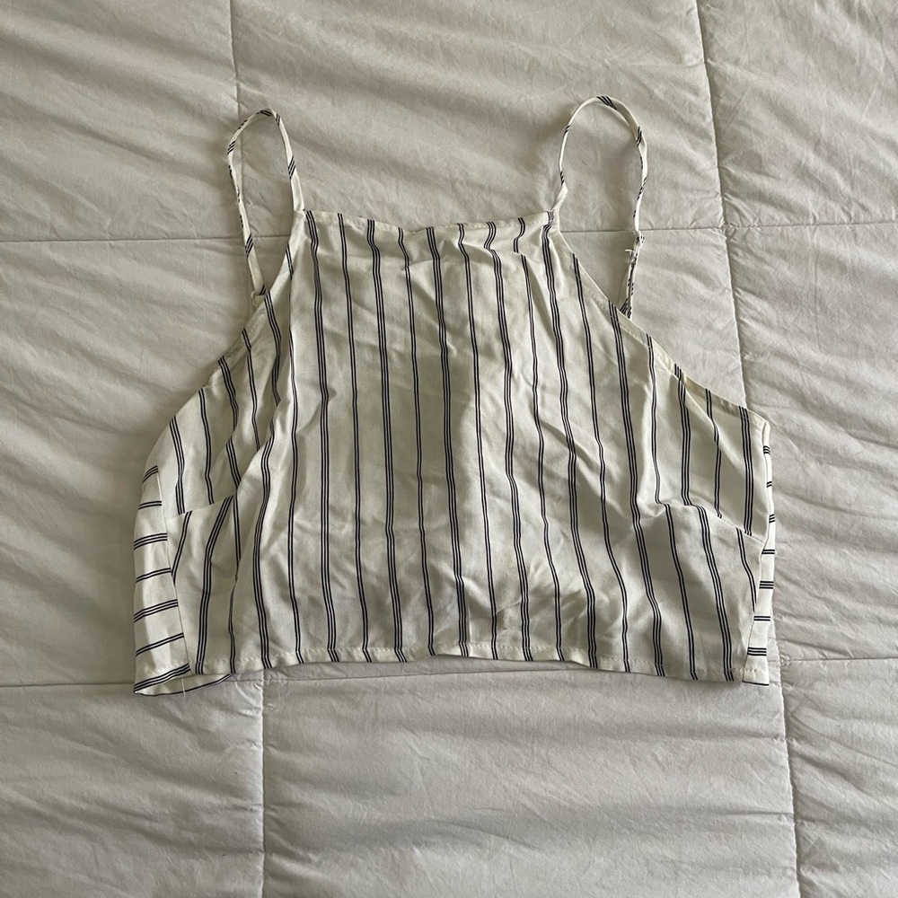 Lottie Moss Striped Tie-Back Backless Crop Top